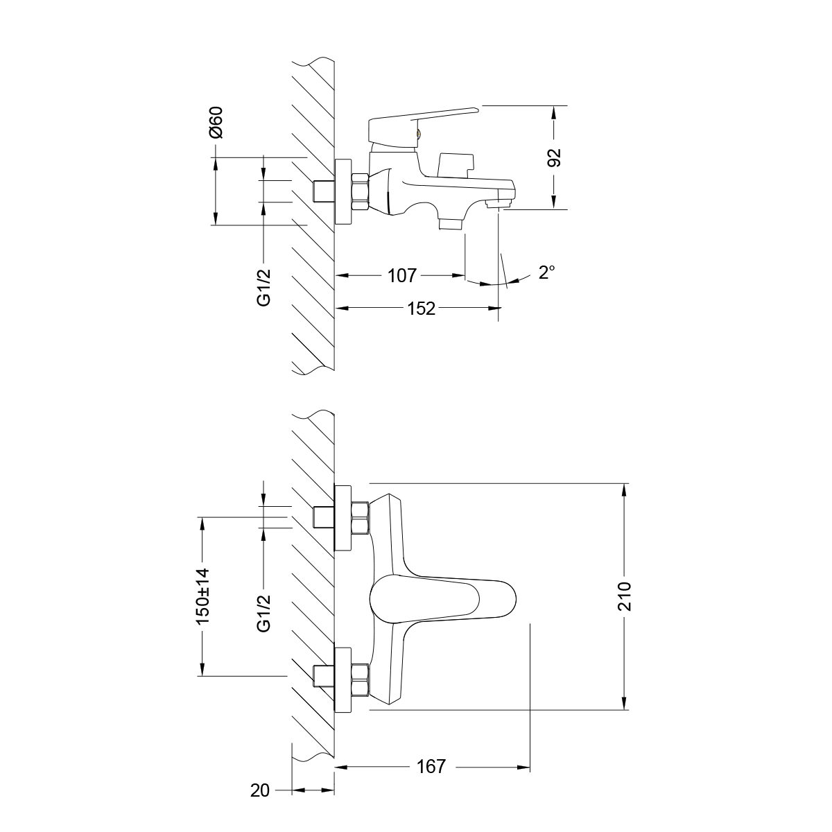 Смеситель Lemark Поинт LM0314C для ванны , хром