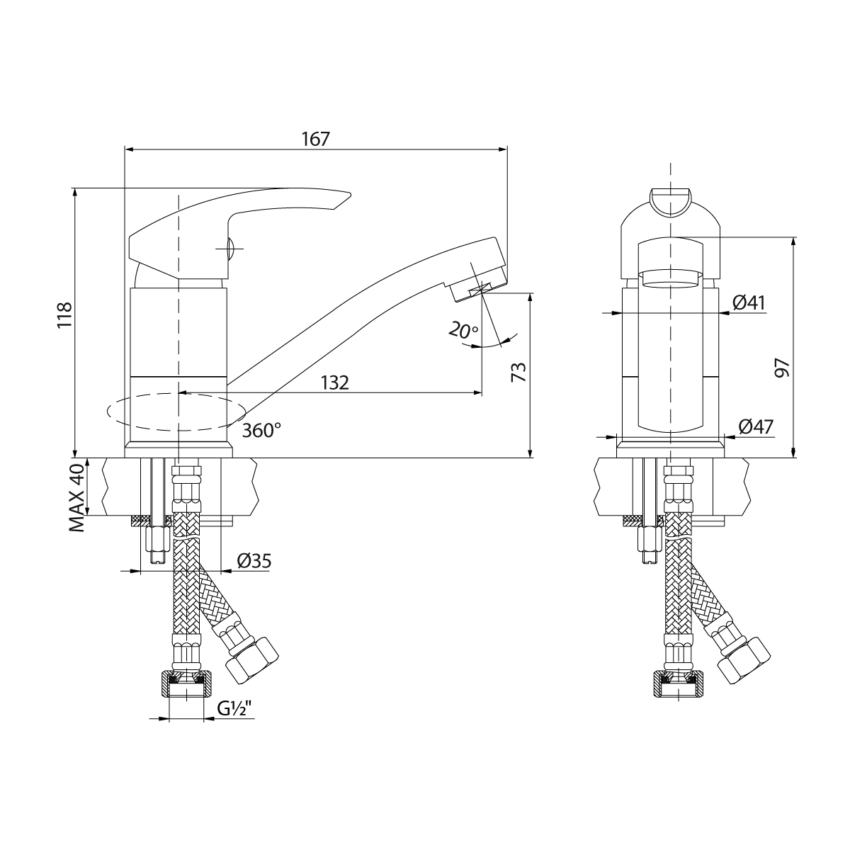 Смеситель Lemark Плюс Страйк LM1107C для раковины, хром