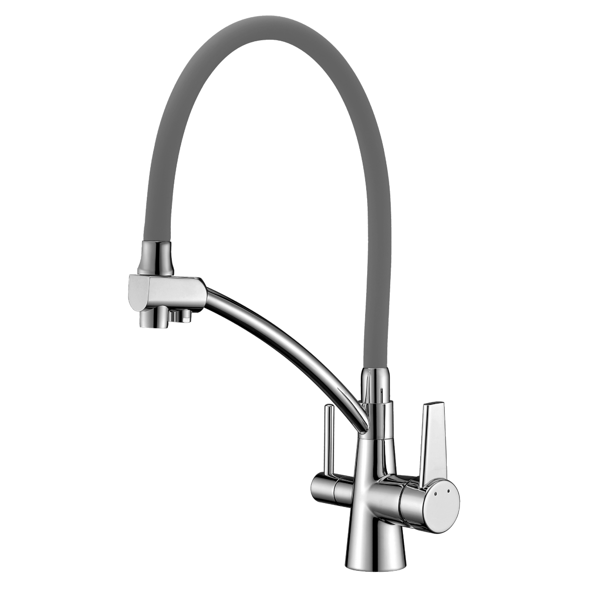 Смеситель Lemark Комфорт LM3071C-Gray для кухни с подключением к фильтру, хром/серый