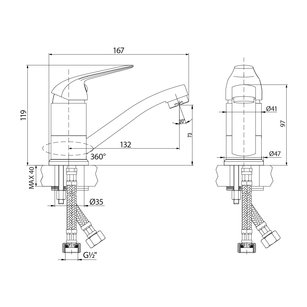 Смеситель Lemark Плюс Эдванс LM1207C для раковины, хром