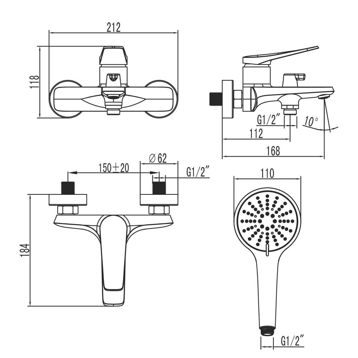 Смеситель Lemark Бронкс LM3714GM для ванны, графит
