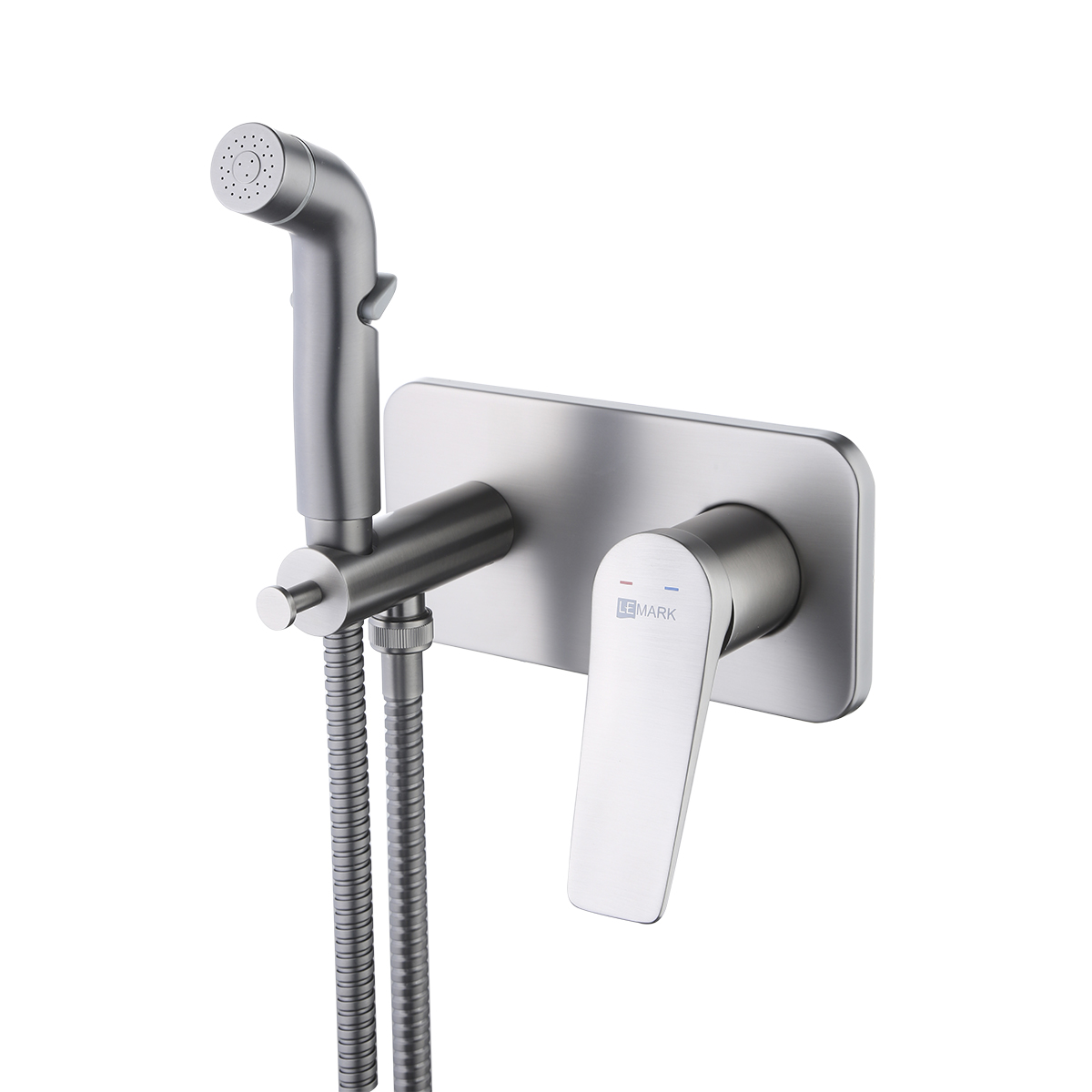 Смеситель Lemark Бронкс LM3720GM с гигиеническим душем, встраиваемый, графит