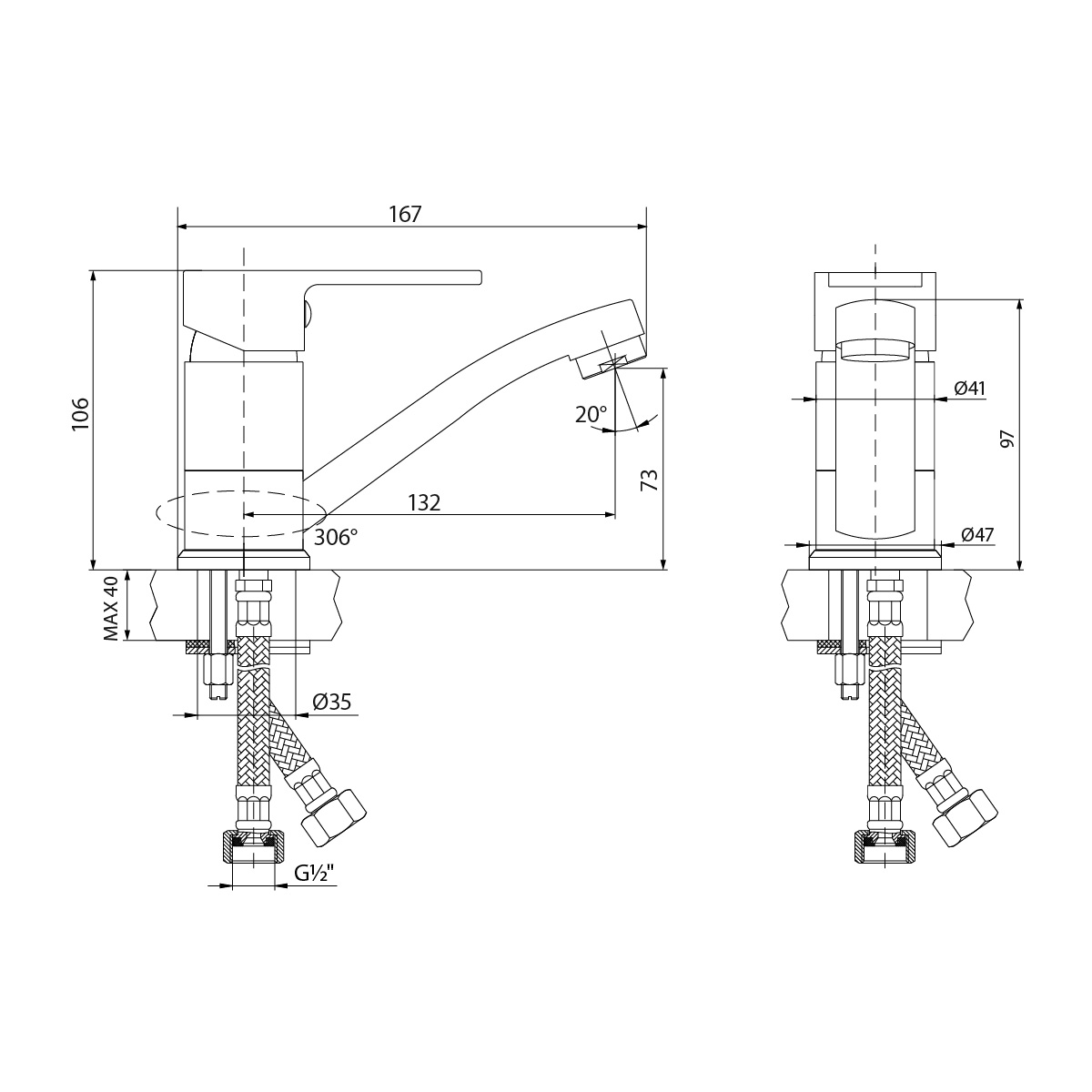 Смеситель Lemark Плюс Грейс LM1507C для раковины, хром