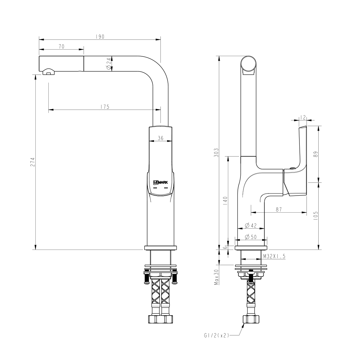 Смеситель Lemark Урсус LM7205BL для кухни, черный