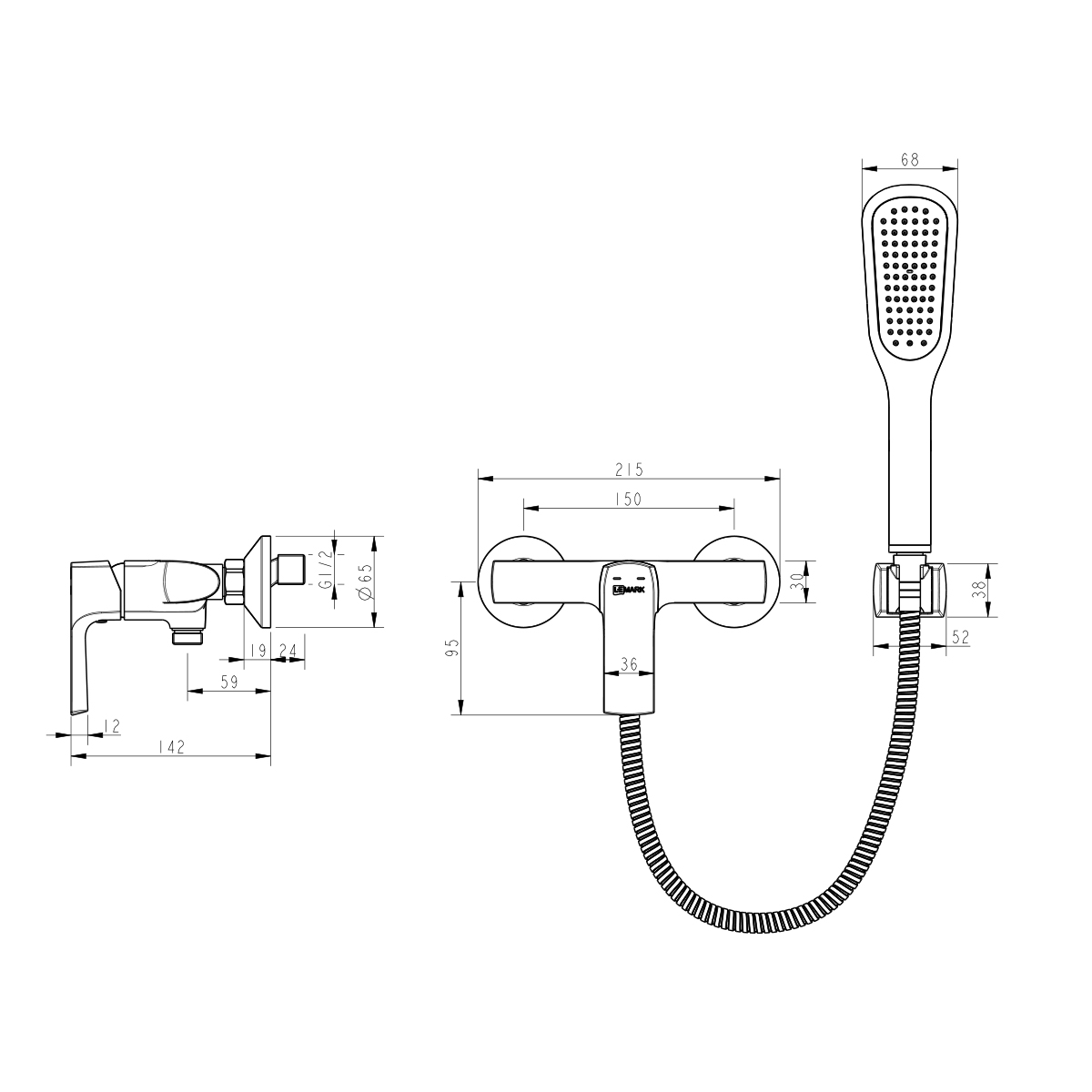Смеситель Lemark Урсус LM7203BL для душа, черный