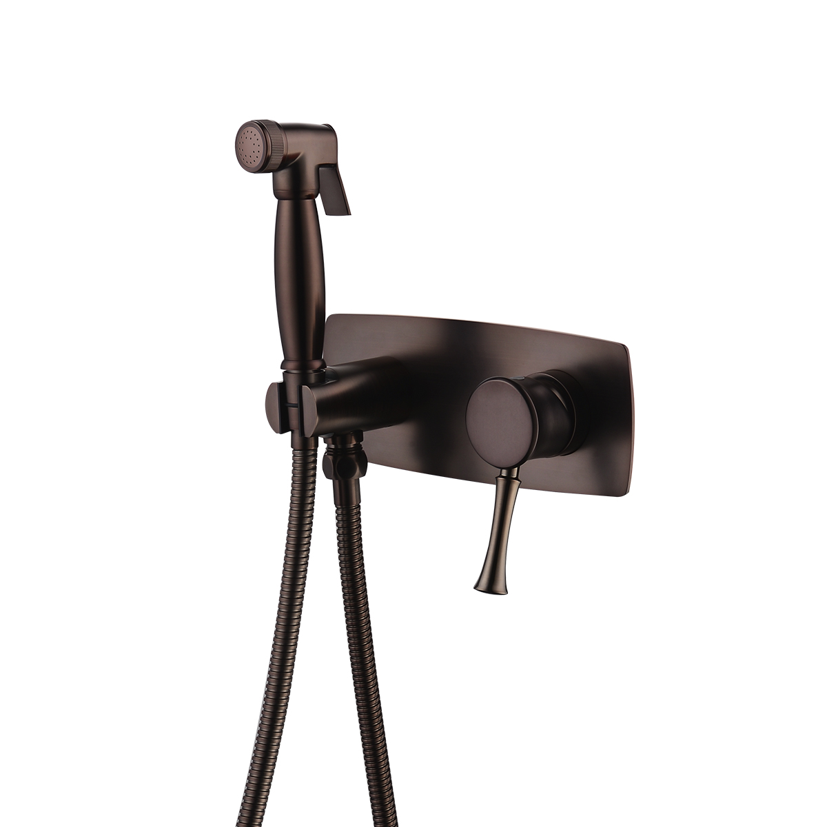 Смеситель Lemark Перетто LM6319RB с гигиеническим душем, встраиваемый, черный кофе