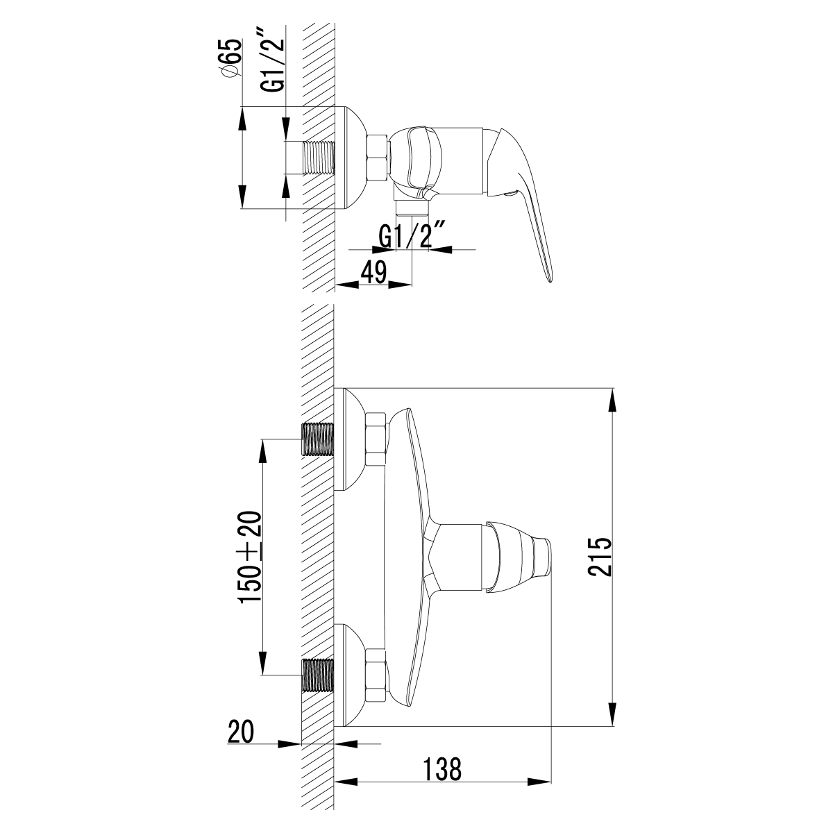 Смеситель Lemark Плюс Эдванс LM1203C для душа, хром