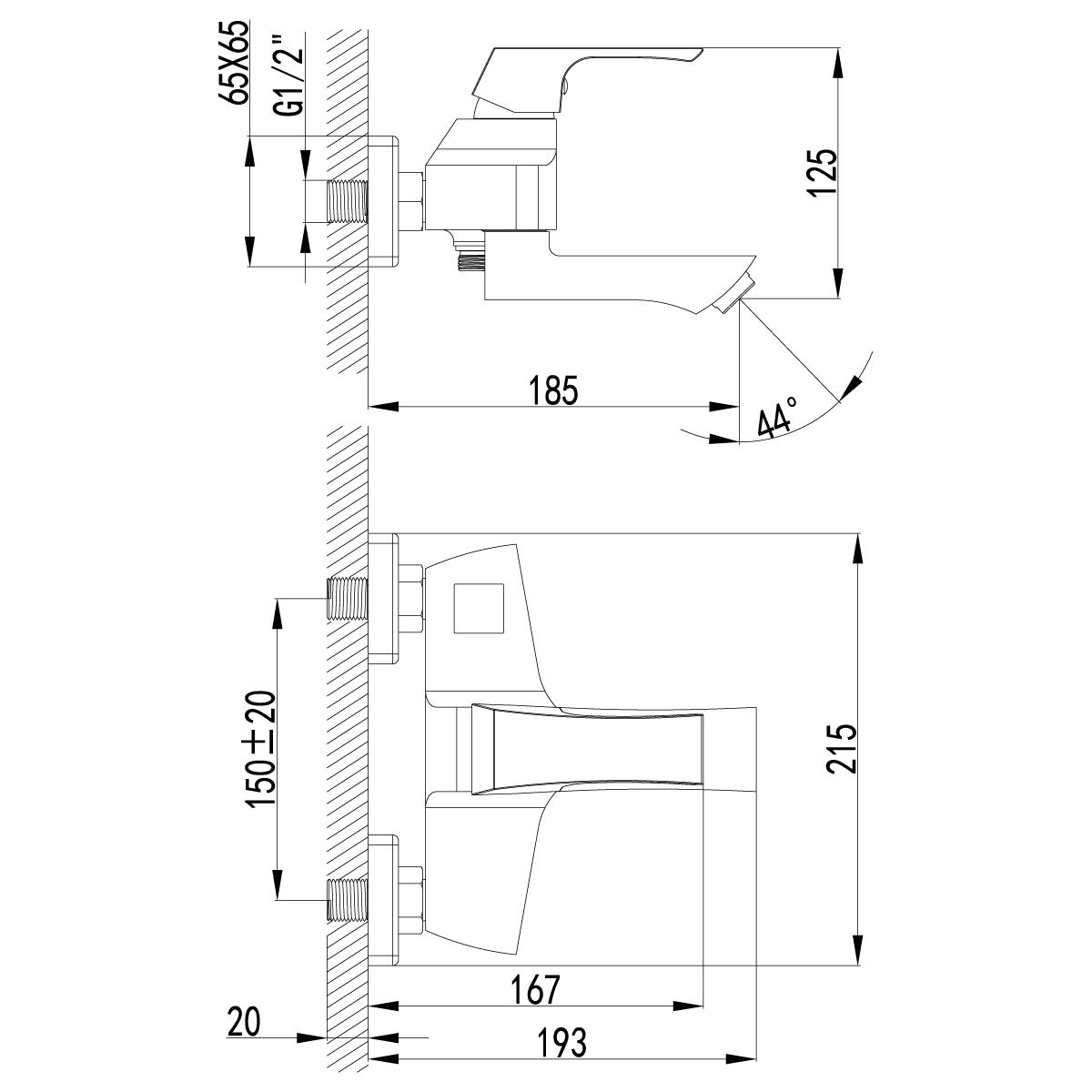 Смеситель Lemark Юнит LM4514C для ванны, хром