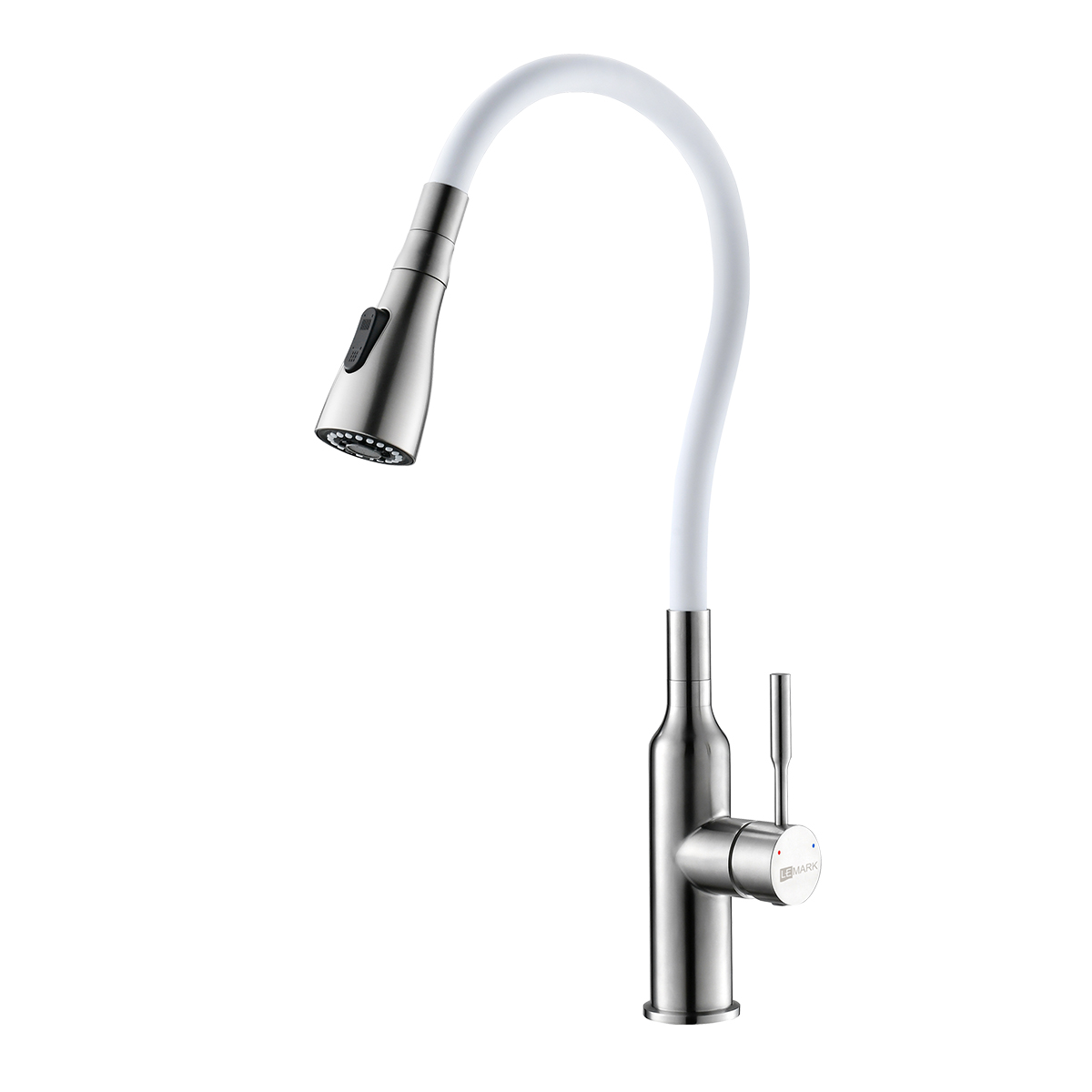 Смеситель Lemark Эксперт LM5082S-White для кухни с гибким изливом, матовый/белый
