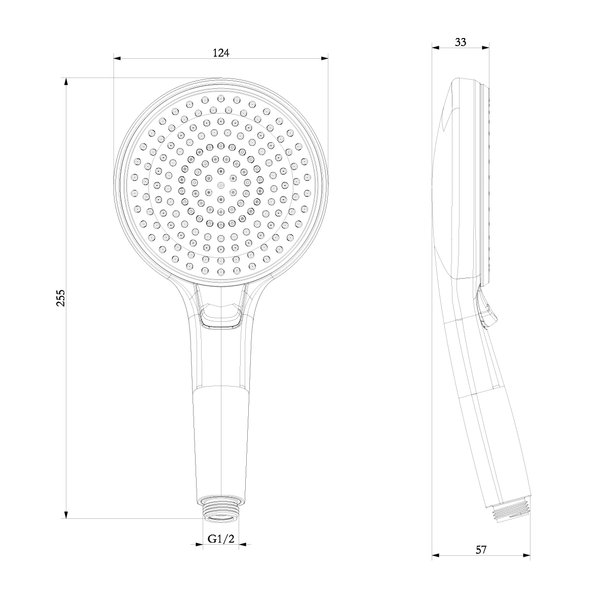 Душевая лейка Lemark LM8126C круглая 3-функциональная Ø124х255мм, блистер, хром