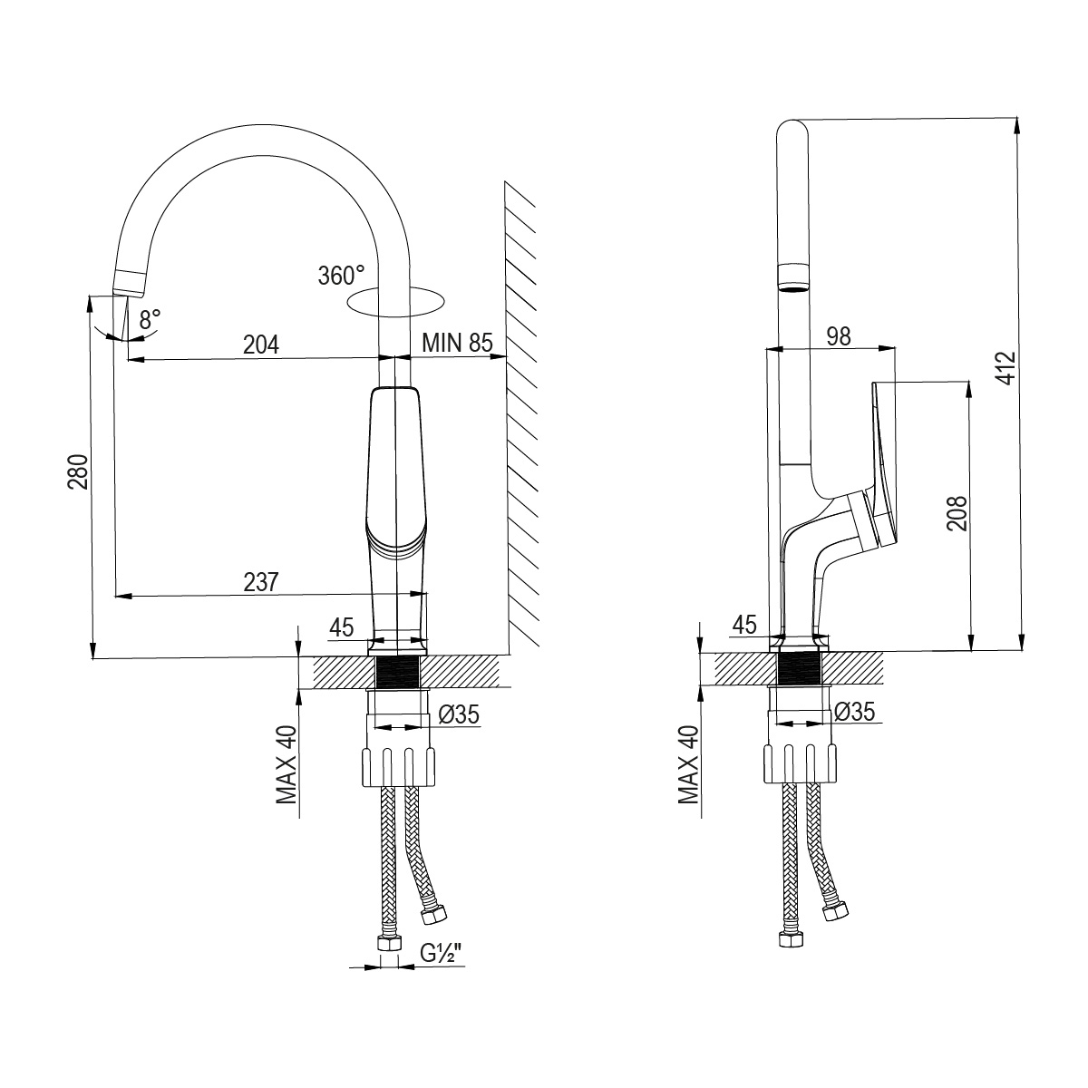 Смеситель Lemark Бронкс LM3705GM для кухни, графит