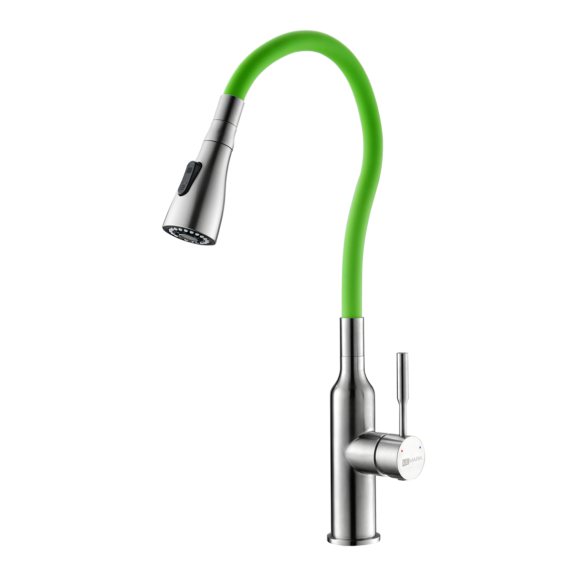 Смеситель Lemark Эксперт LM5082S-Green для кухни с гибким изливом, матовый/зеленый