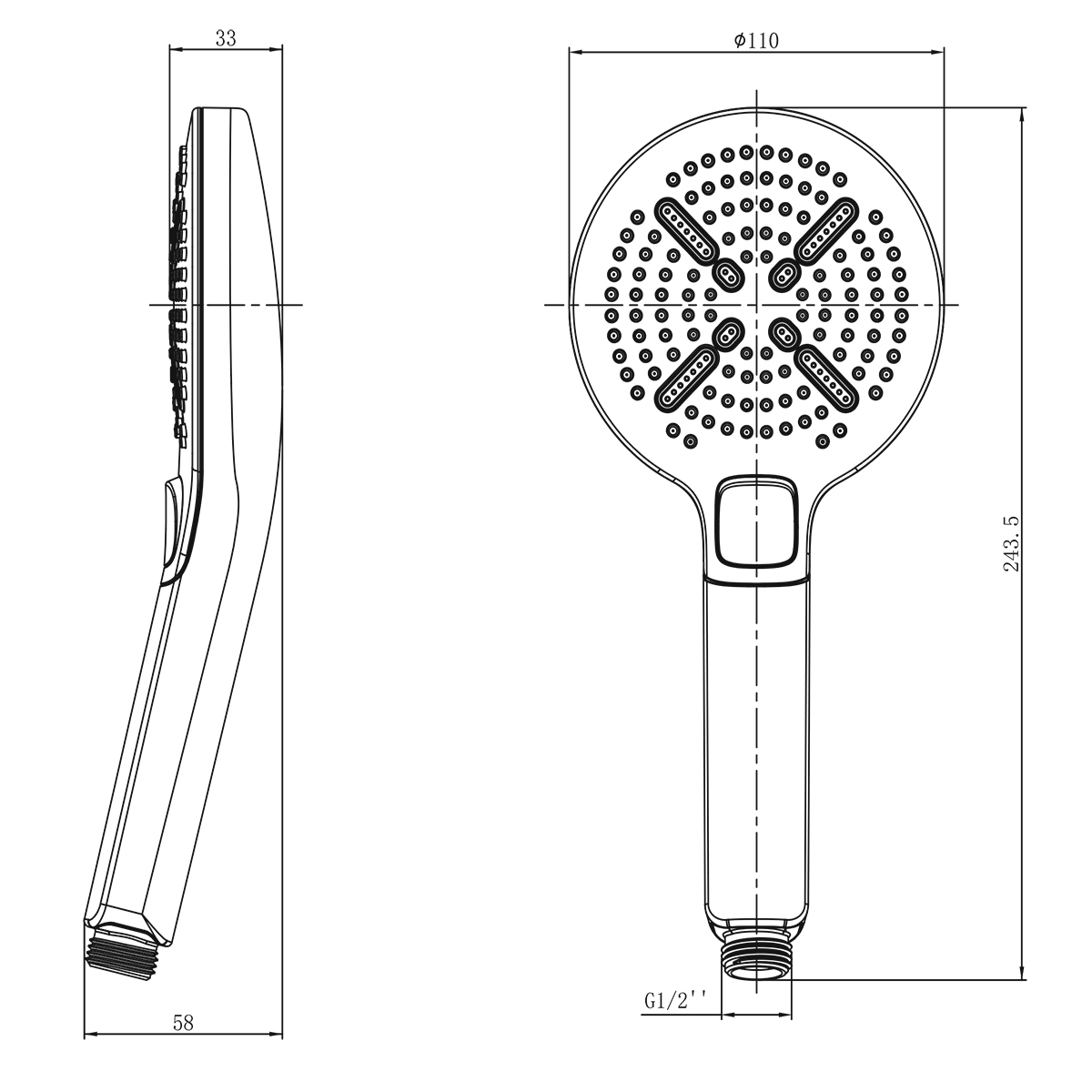 Душевая лейка Lemark LM8114C круглая 3-функциональная Ø110х244 мм, блистер, хром