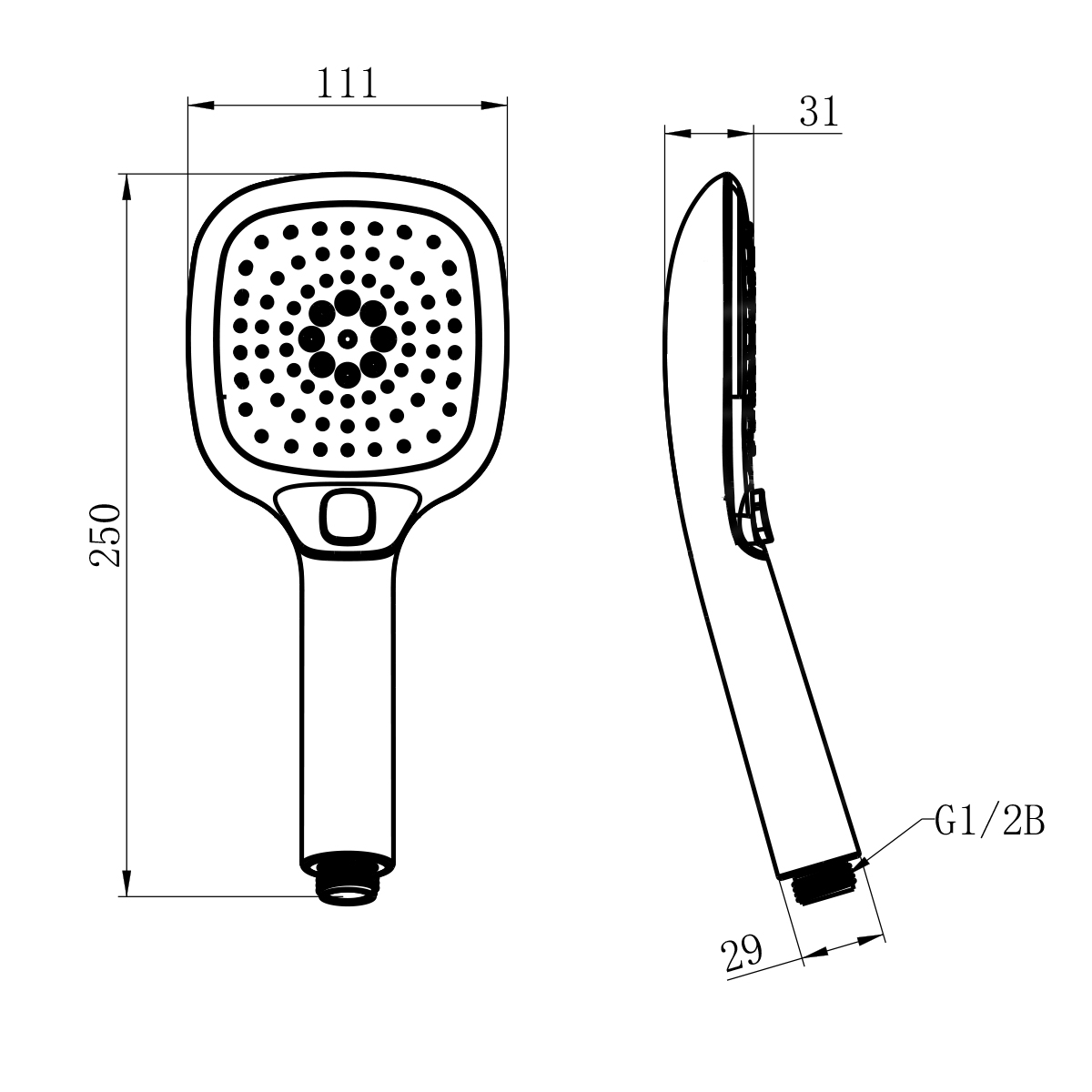 Душевая лейка Lemark LM1014C квадратная 3-функциональная 110х253 мм, блистер, хром