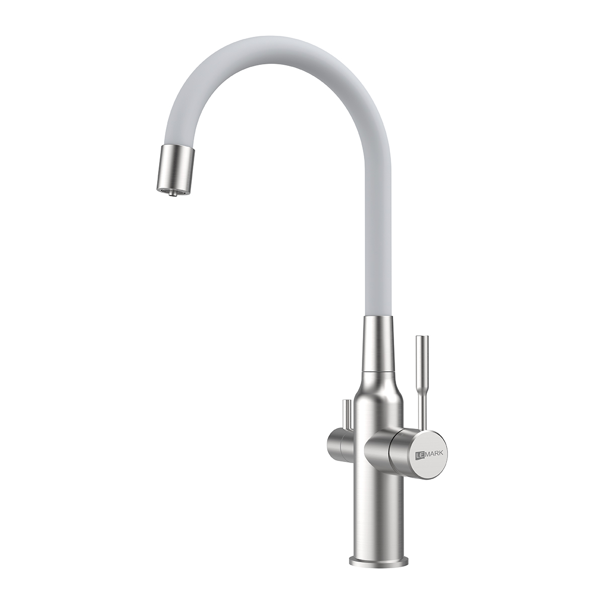 Смеситель Lemark Эксперт LM5083S-White для кухни с подключением к фильтру, сталь/белый