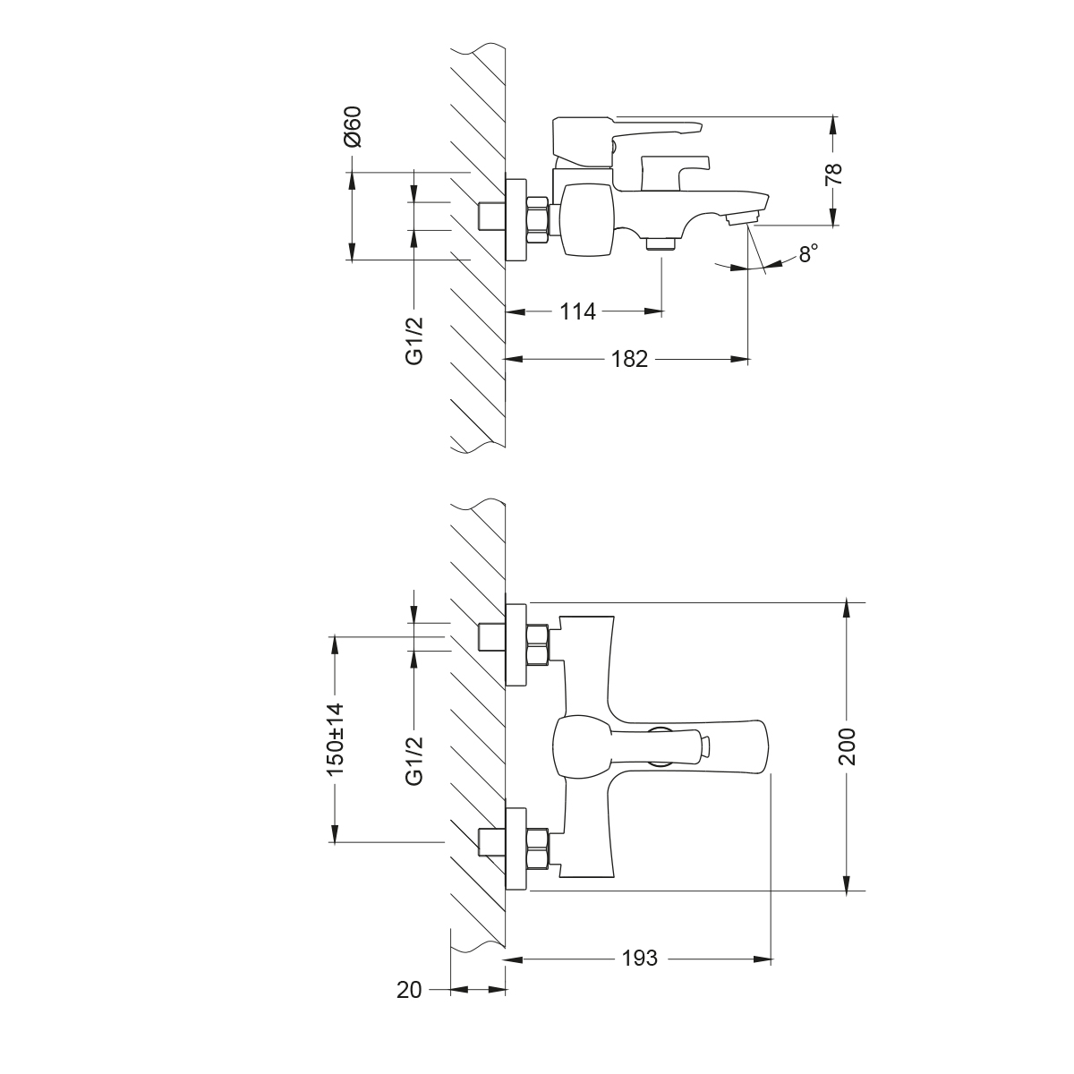 Смеситель Lemark Эвитта LM0514C для ванны, хром