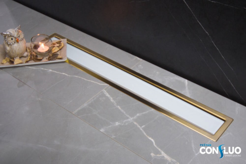 Душевой лоток Pestan Confluo Premium White Glass Line 850 Gold фото 3