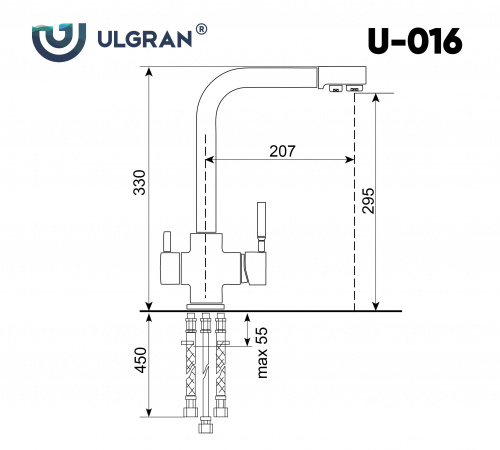 Смеситель для кухни Ulgran U-016-310, серый фото 2