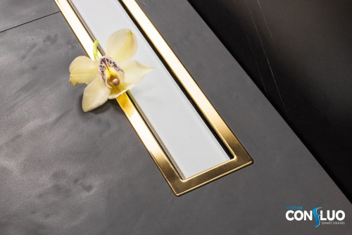 Душевой лоток Pestan Confluo Premium White Glass Line 300 Gold фото 5