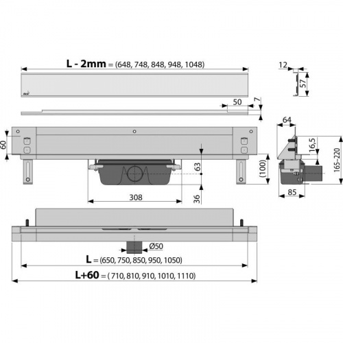 Spa - Дренажная система для монтажа в стену (Нержавеющая сталь глянцевая), арт. APZ5-EDEN-1050 фото 2