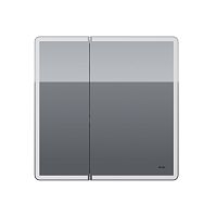 Зеркальный шкаф Dreja POINT, 80 см, 2 дв., 2 стекл. полки, инфр. выключатель, LED, розетка, белый