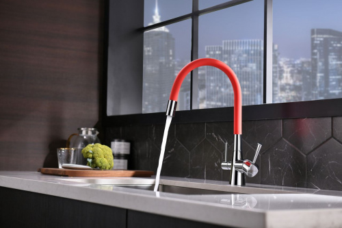 Смеситель Lemark Comfort LM3075C-Red для кухни с подключ. к фильтру с питьевой водой, хром красный фото 3