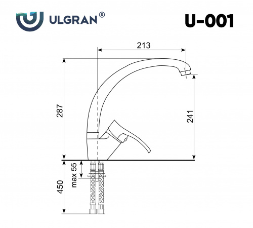 Смеситель для кухни ULGRAN U-001-308, черный фото 2