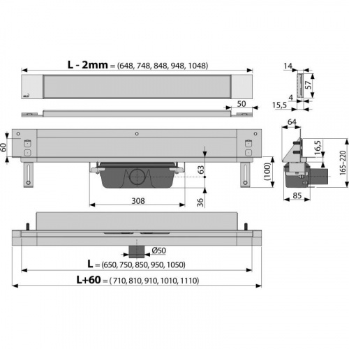 Spa - Дренажная система для монтажа в стену (Под кладку плитки), арт. APZ5-TWIN-750 фото 2