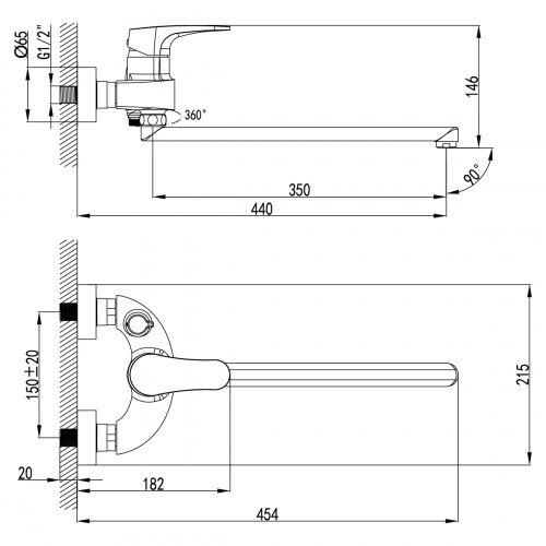 Смеситель Lemark Shift LM4317C для ванны фото 2