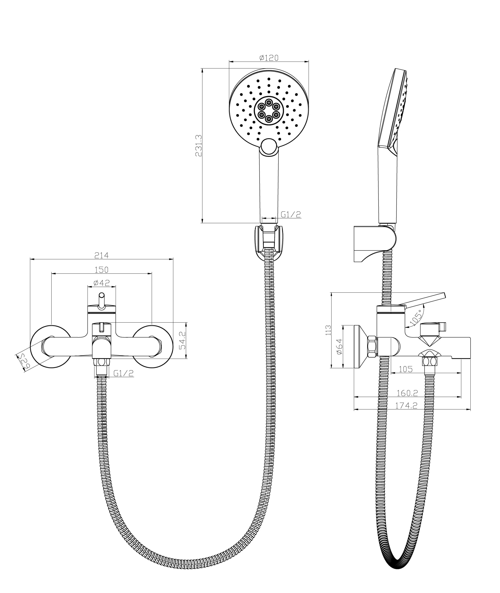 Смеситель Lemark Минима LM3814C для ванны, хром