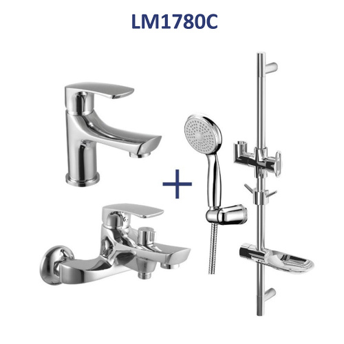 Набор смесителей "3 в 1" Lemark plus SHAPE LM1780C (для ванны + для раковины + душ. гарнитур), хром