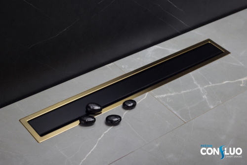 Душевой лоток Pestan Confluo Premium Black Glass Line 950 Gold фото 5