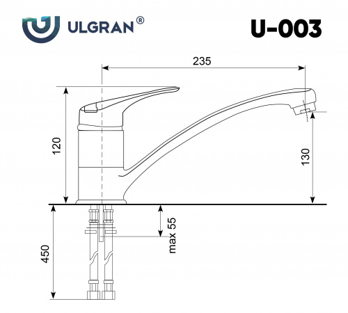 Смеситель для кухни Ulgran U-003-343, антрацит фото 2