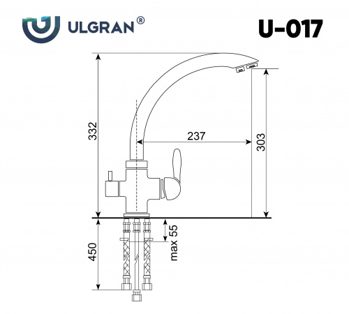 Смеситель для кухни Ulgran U-017-342, графит фото 2