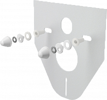 Звукоизоляционная плита для подвесного унитаза и для биде с принадлежностями и колпачками (белыми),