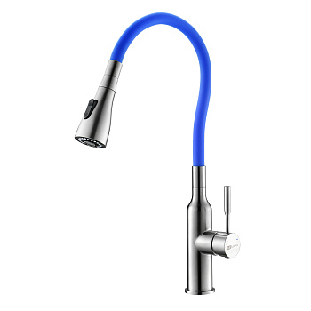 Смеситель Lemark Эксперт LM5082S-Blue для кухни с гибким изливом, матовый/синий