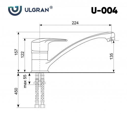 Смеситель для кухни Ulgran U-004-310, серый фото 2