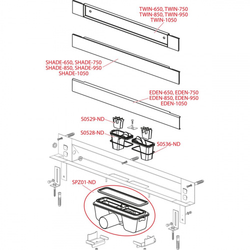 Spa - Дренажная система для монтажа в стену (Под кладку плитки), арт. APZ5-TWIN-950 фото 3