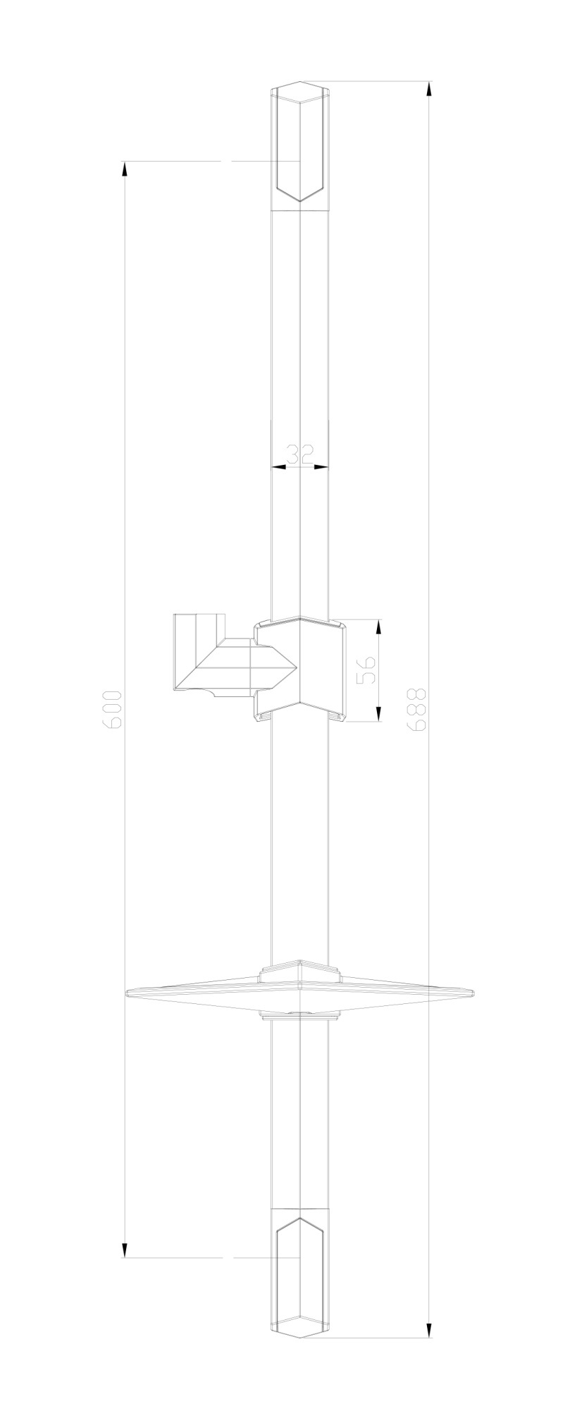 Стойка для душа Lemark LM8066C с шестиугольной мыльницей, 685 мм, блистер, хром