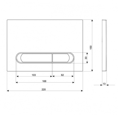 Кнопка Cersanit ESTETICA для LINK PRO/VECTOR/LINK/HI-TEC пластик черный матовый с рамкой хром фото 3
