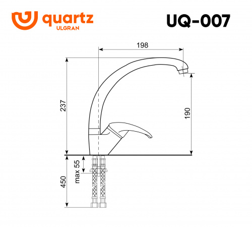 Смеситель для кухни ULGRAN Quartz UQ-007-05, бетон фото 2