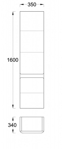 Пенал вертикальный Prestige (правый) 35 см. выс-160, подвесной, 4 полки, белый глянец фото 2