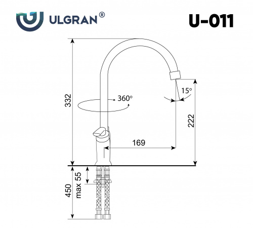 Смеситель для кухни Ulgran U-011-343, антрацит фото 2