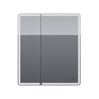 Зеркальный шкаф Dreja POINT, 70 см, 1 дв., 2 стекл. полки, инфр. выключатель, LED, розетка, белый