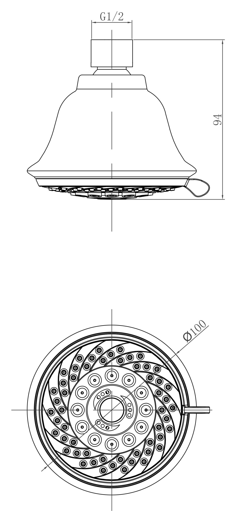Душевая лейка Lemark LM8040C верхняя, круглая, 5-функциональная, d 100 мм, блистер, хром