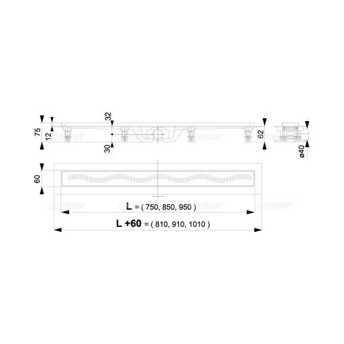 Simple - Водоотводящий желоб с порогами для перфорированной решетки, арт.APZ8-950M, арт. APZ8-950M фото 2