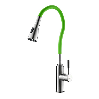 Смеситель Lemark Эксперт LM5082S-Green для кухни с гибким изливом, матовый/зеленый