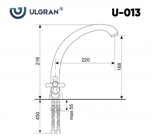 Смеситель для кухни Ulgran U-013-310, серый фото 2