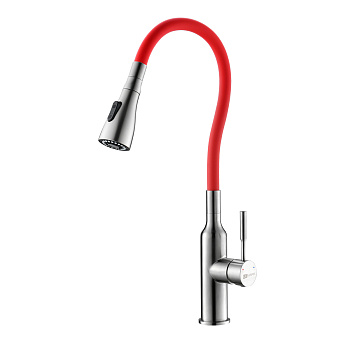 Смеситель Lemark Эксперт LM5082S-Red для кухни с гибким изливом, матовый/красный