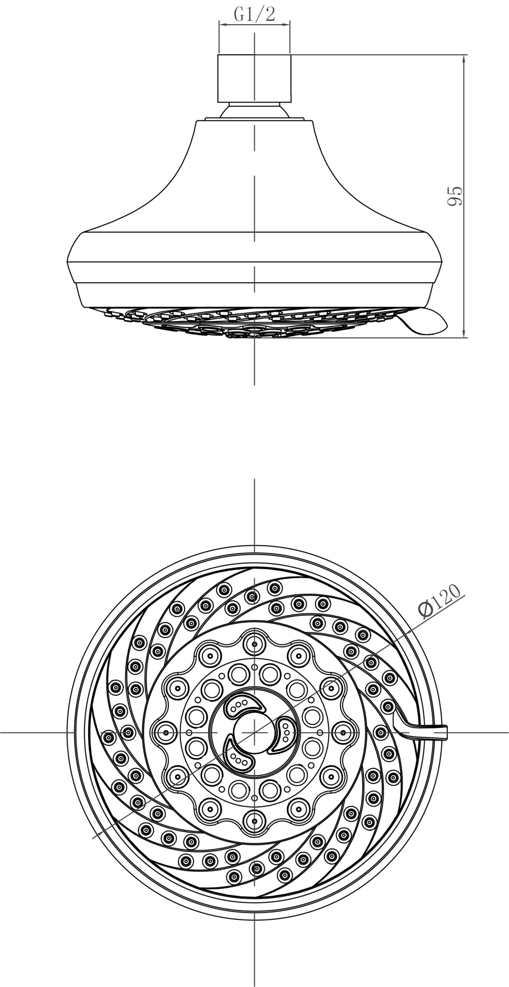 Душевая лейка Lemark LM8042C верхняя, круглая, 7-функциональная, d 120 мм, блистер, хром